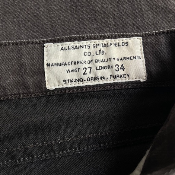 All Saints Women's Jean Pocket Stitching Skinny Washed Black/Brown Sz 27/34 - Picture 6 of 14